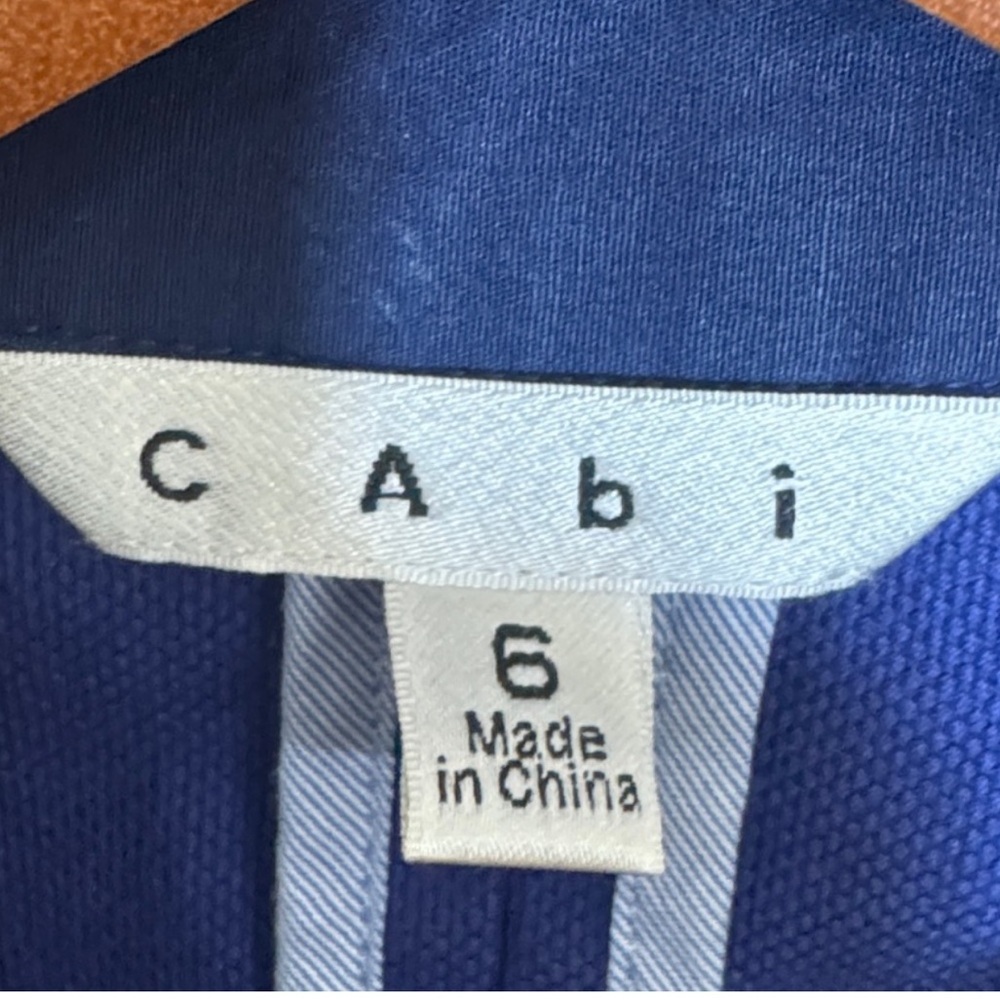 Blue Blazer Gold Button Utility Jacket Cotton Stretch Size 6 CAbi - Picture 7 of 8